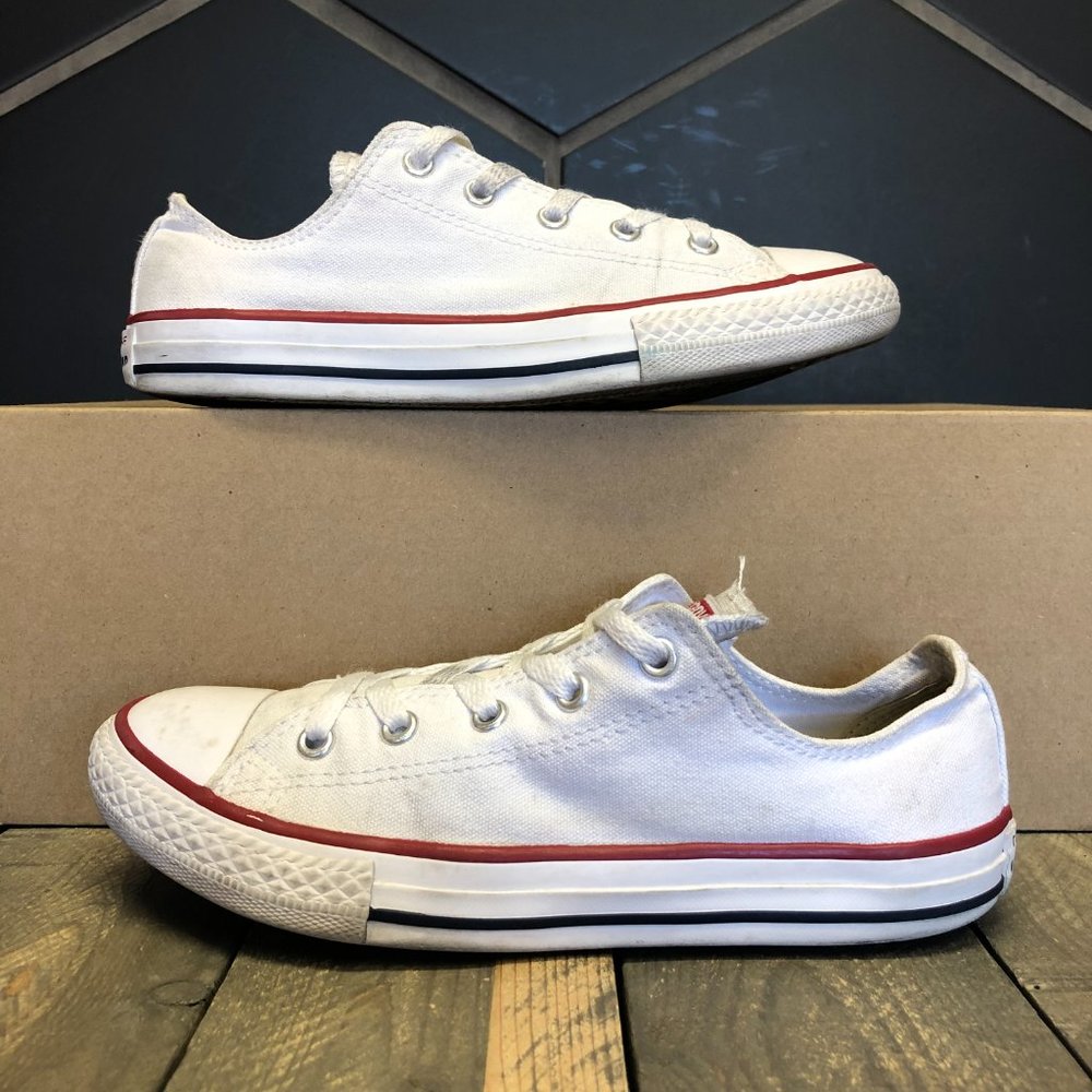 <Used W/O Box! Youth Converse Chuck Taylor All Star Low GS Optic White Size 3Y
